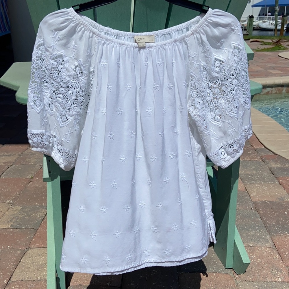 LOFT White Off Shoulder Top